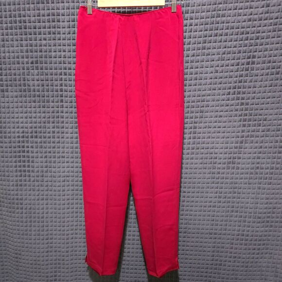Pink Silk Wide Leg Pants SzM 28x30 VTG Diane Gilman Slacks Palazzo Dopamine Glam - Picture 1 of 15